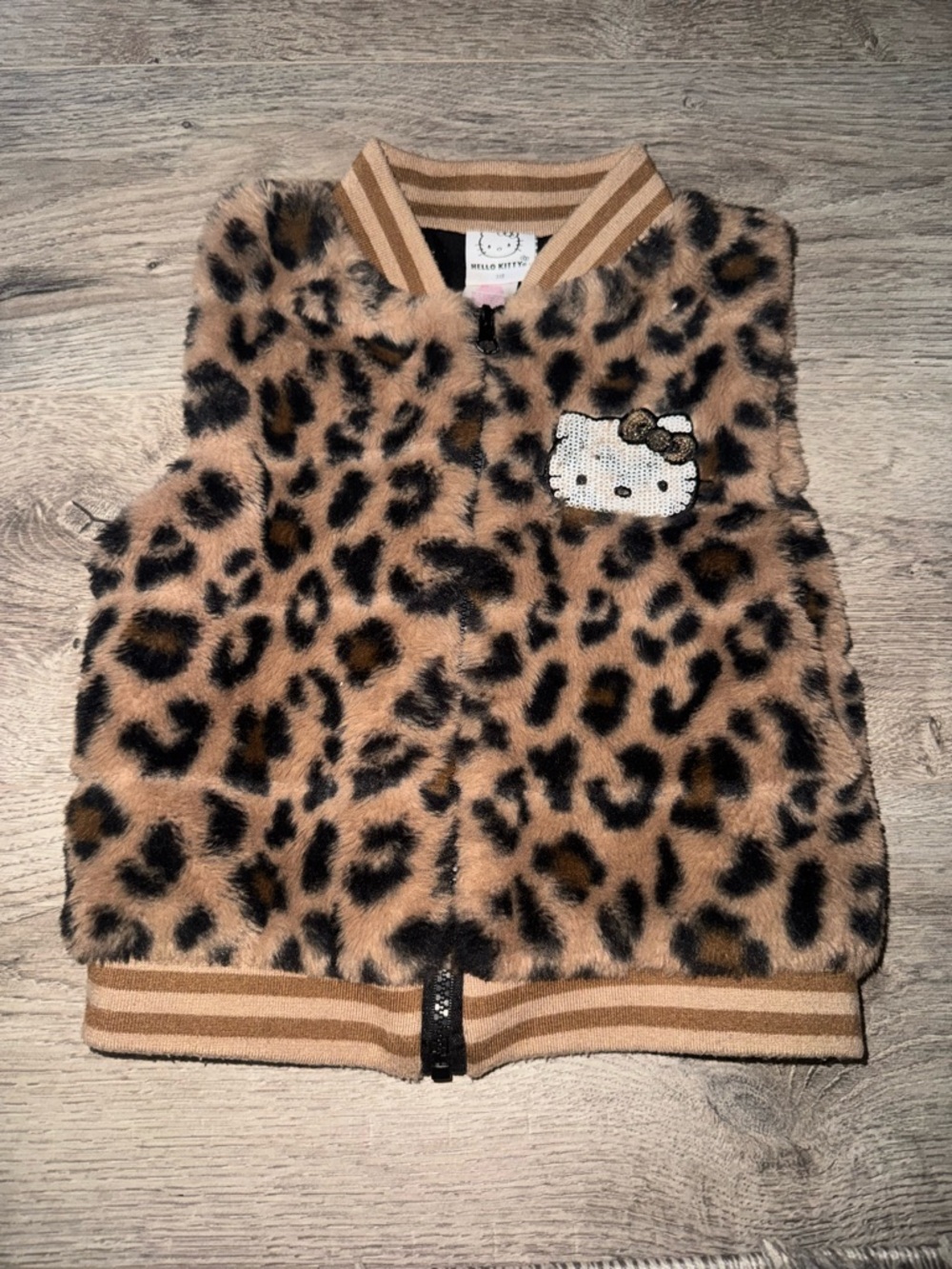 Hello Kitty Y2K Style Cheetah Furry Vest 7/8